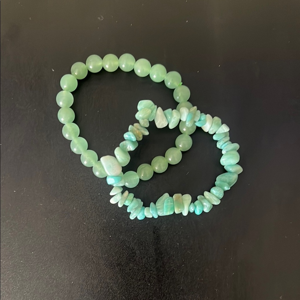Green Beaded Crystal Bracelet Set